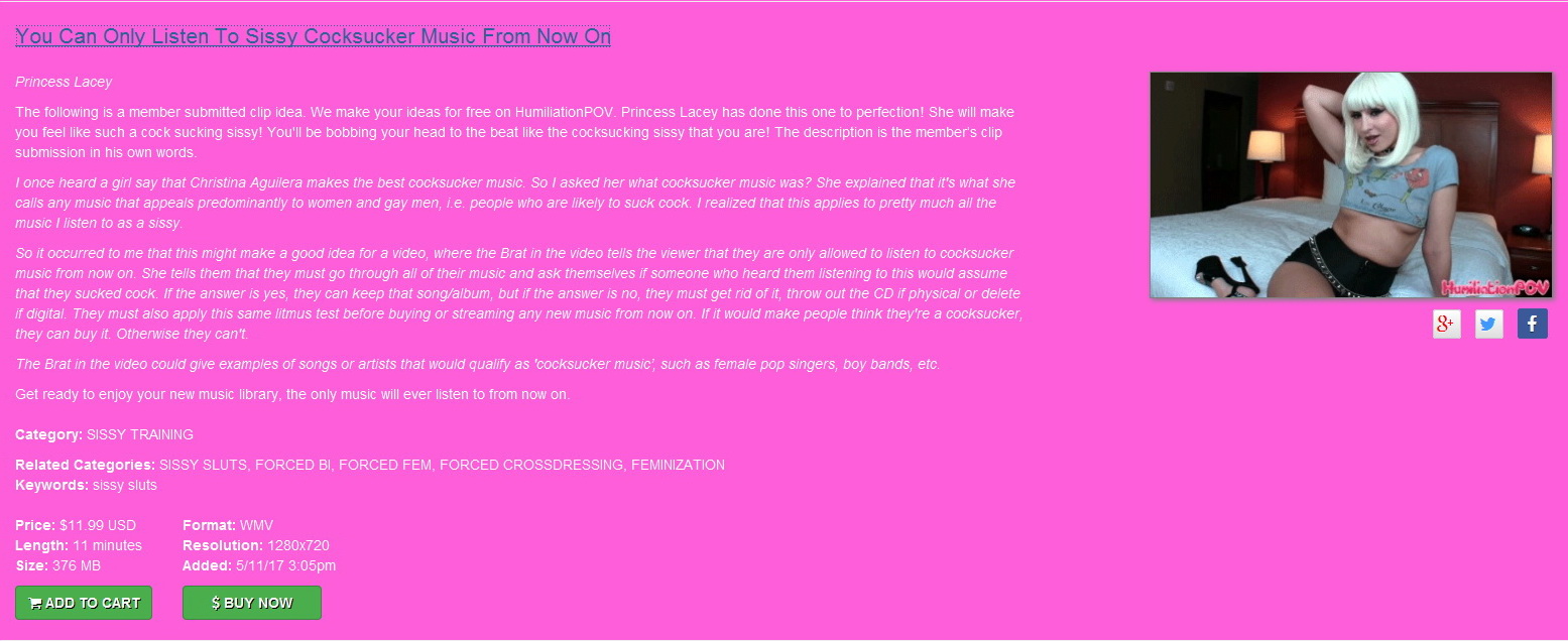 Humiliation POV Princess Lacey:You Can Only Listen To Sissy Cocksucker Music From Now On