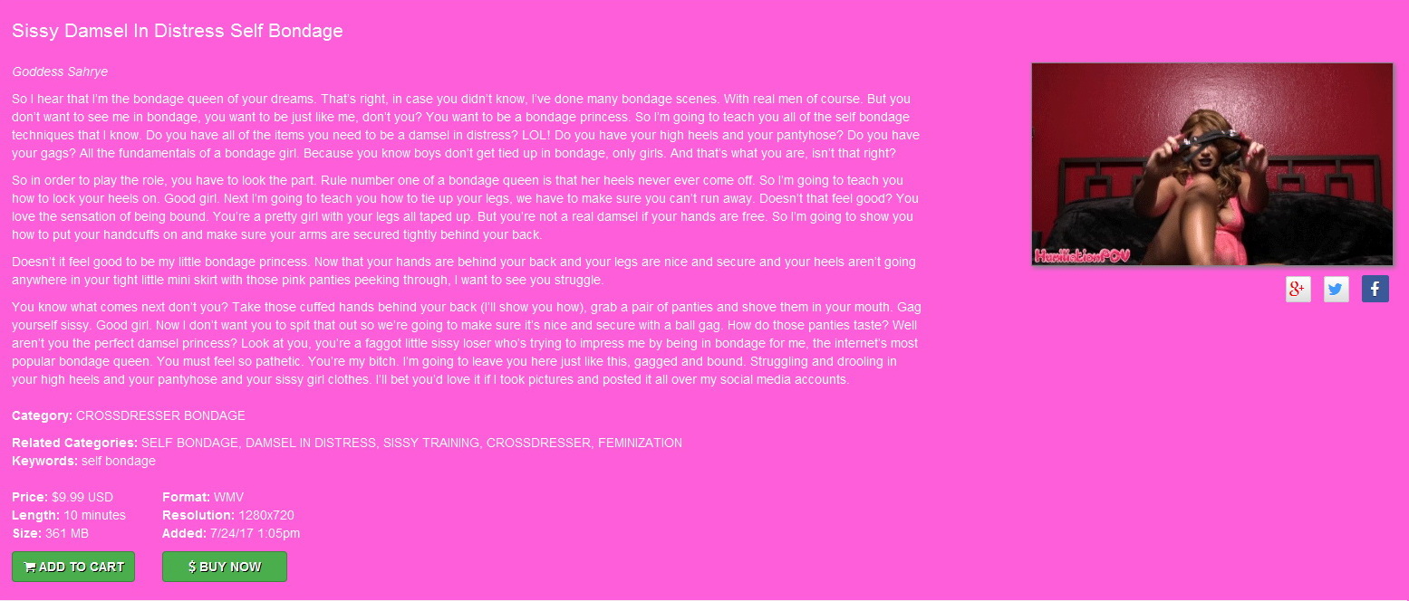 Humiliation POV Goddess Sahrye: Sissy Damsel In Distress Self Bondage