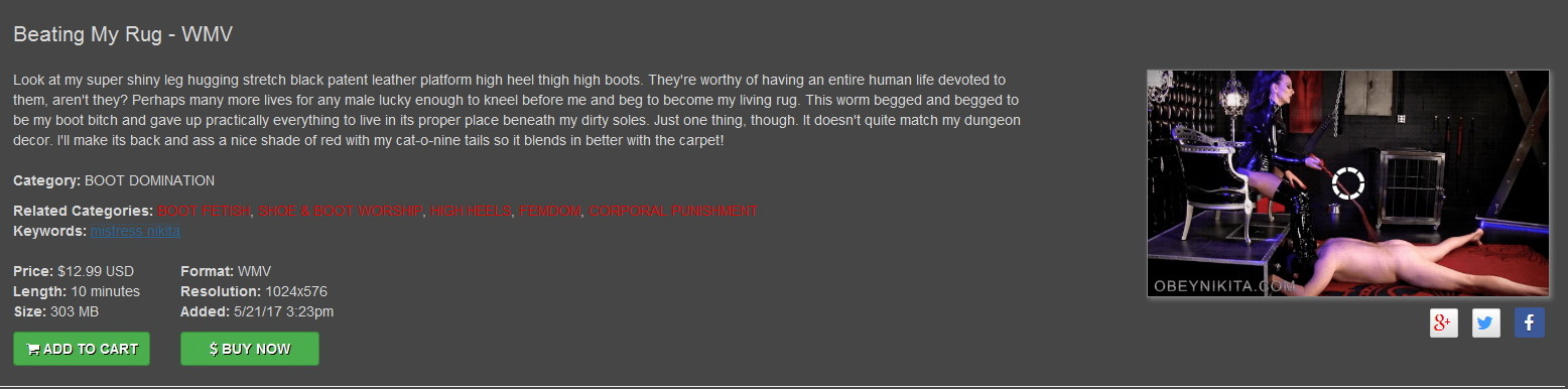 Mistress Nikita/Obeynikita: Beating My Rug – WMV
