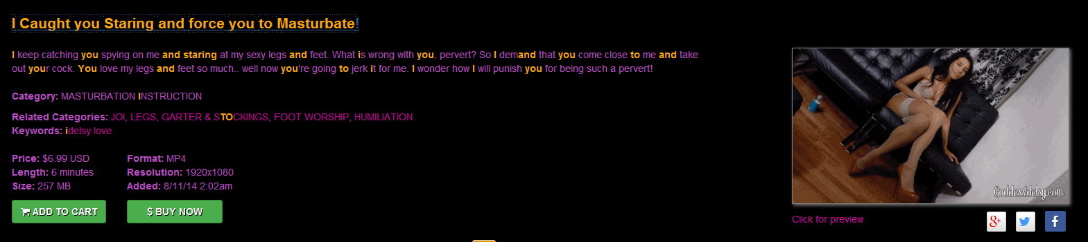 Goddess Idelsy: I Caught you Staring and force you to Masturbate!