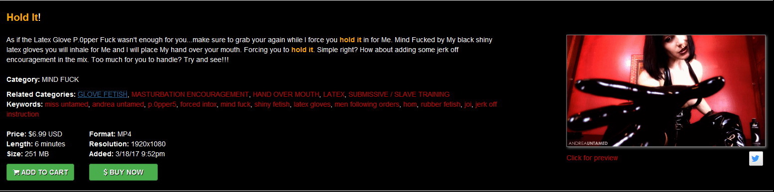 Miss Untamed FemDom Fetish Clips: Hold it!