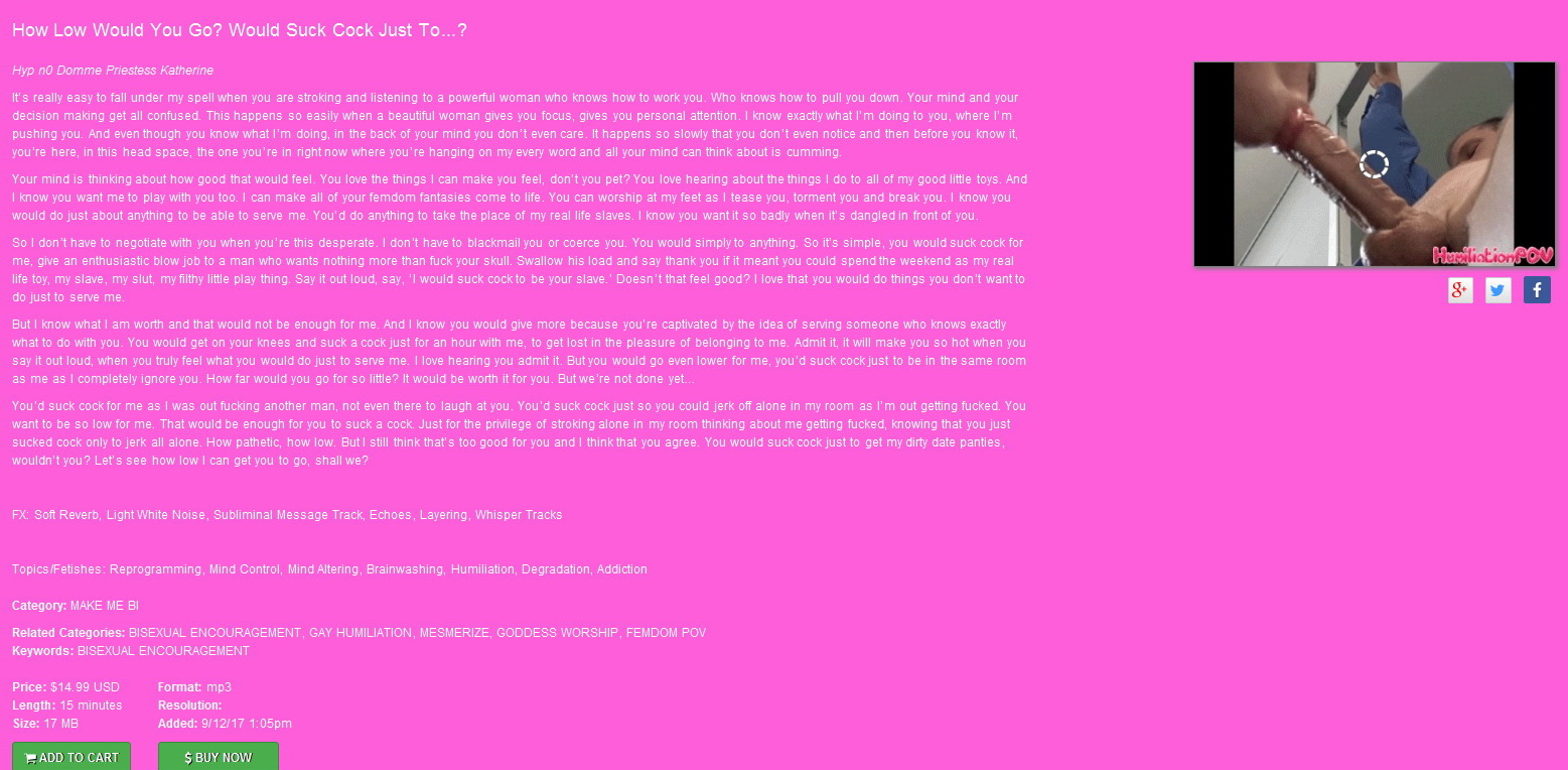 Humiliationpov: How Low Would You Go? Would Suck Cock Just ToвЂ¦?  (September 12th 2017)