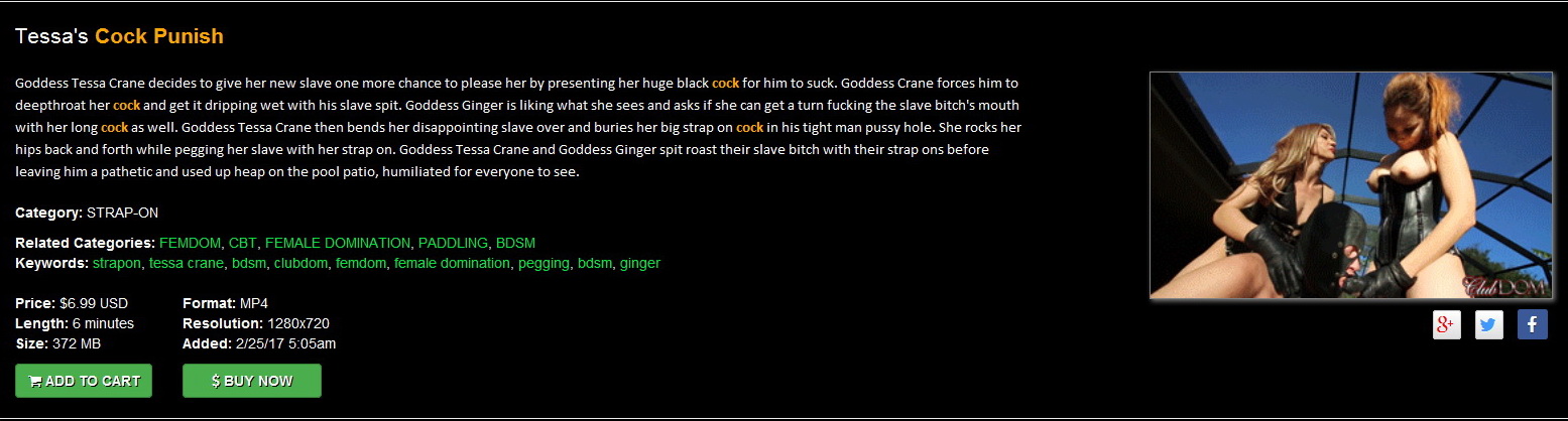 Clubdom: Tessa’s Cock Punish (July 13th 2017)