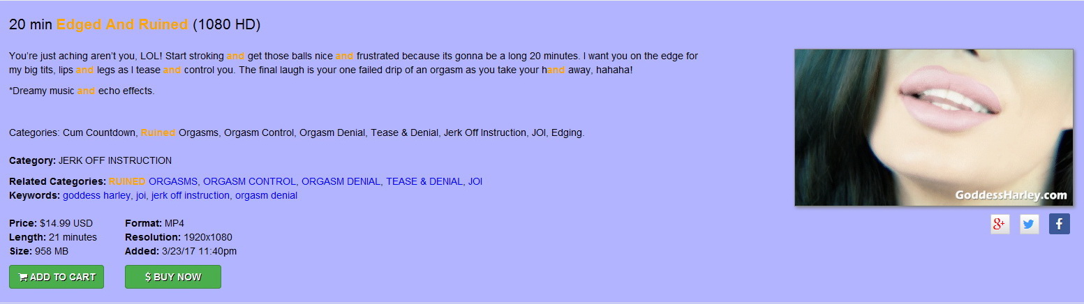 Amazon Goddess Harley: 20 min Edged And Ruined (1080 HD)