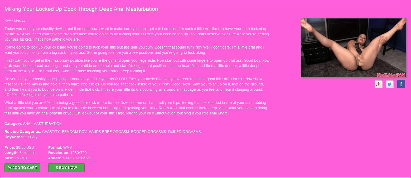 Humiliation POV Kelle Martina: Milking Your Locked Up Cock Through Deep Anal Masturbation (July 14th 2017)