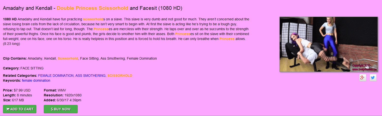 Brat Princess 2: Amadahy and Kendall – Double Princess Scissorhold and Facesit (1080 HD)