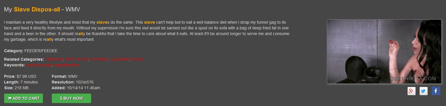 Mistress Nikita/Obeynikita: My Slave Dispos-all – WMV