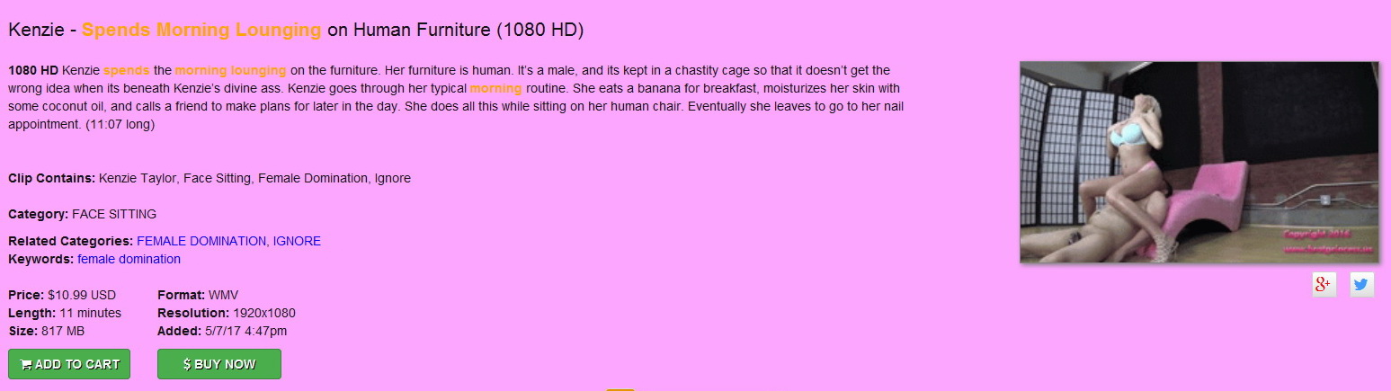 Brat Princess 2: Kenzie – Spends Morning Lounging on Human Furniture (1080 HD)