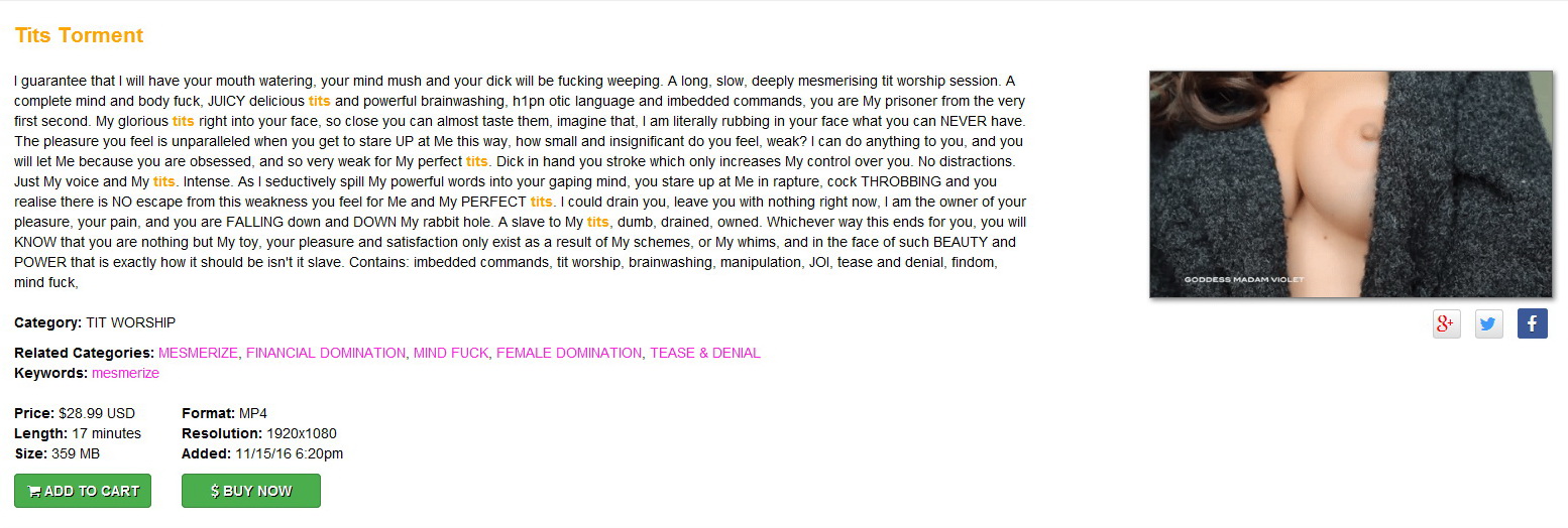 Goddess Madam Violet: Tits Torment