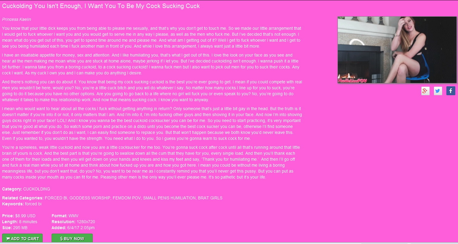 Humiliation POV Princess Kaelin: Cuckolding You IsnвЂ™t Enough, I Want You To Be My Cock Sucking Cuck