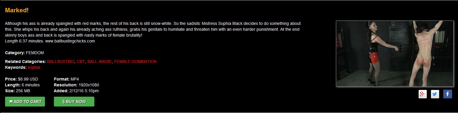 Ball Busting Chicks: Sophia: Marked  (June 7th 2017)