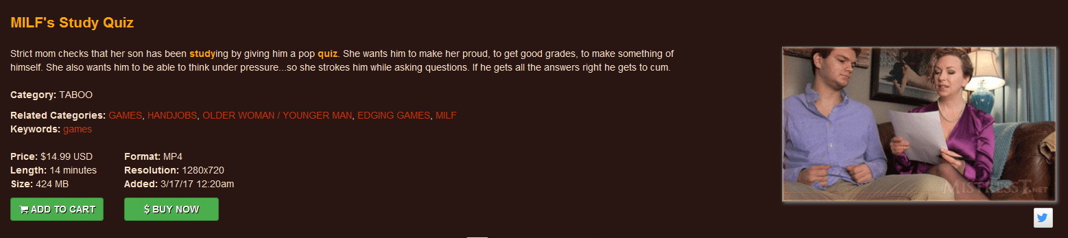 Mistress – T – Fetish Fuckery: MILF’s Study Quiz