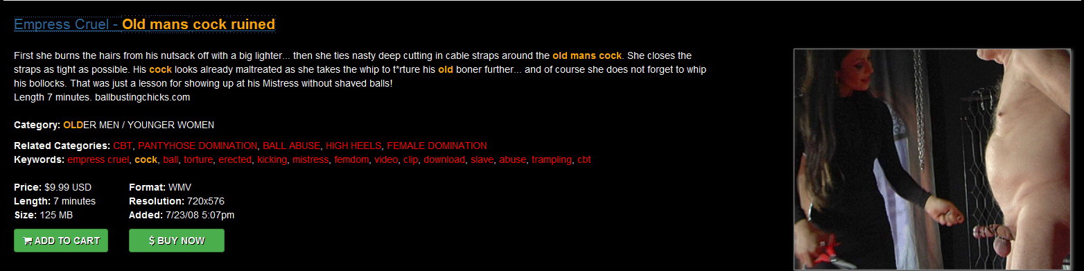 Ball Busting Chicks: Empress: Old mans cock ruined!