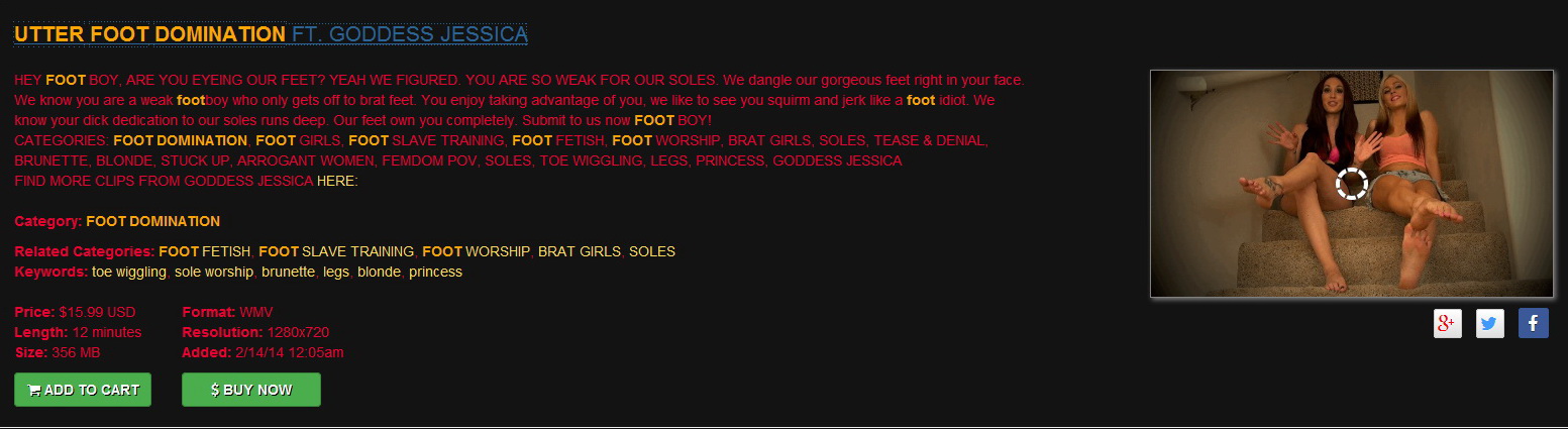 Lindsey Leigh Addiction: UTTER FOOT DOMINATION FT. GODDESS JESSICA