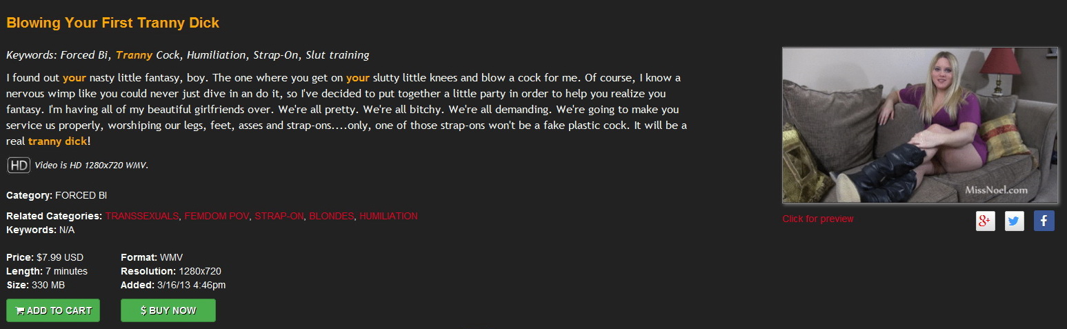 Miss Noel Knight: Blowing Your First Tranny Dick