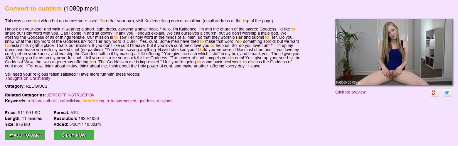 Kaidence King – Kinky Klips: Convert to cuntism