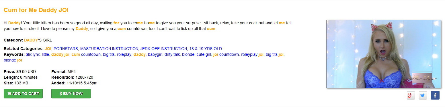 Alix Lynx Cam Land Clips: Cum for Me Daddy JOI