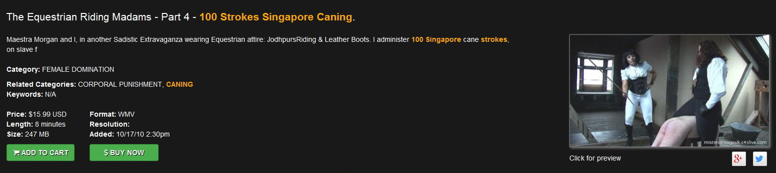 mistress rouge uk: The Equestrian Riding Madams – Part 4 – 100 Strokes Singapore Caning.