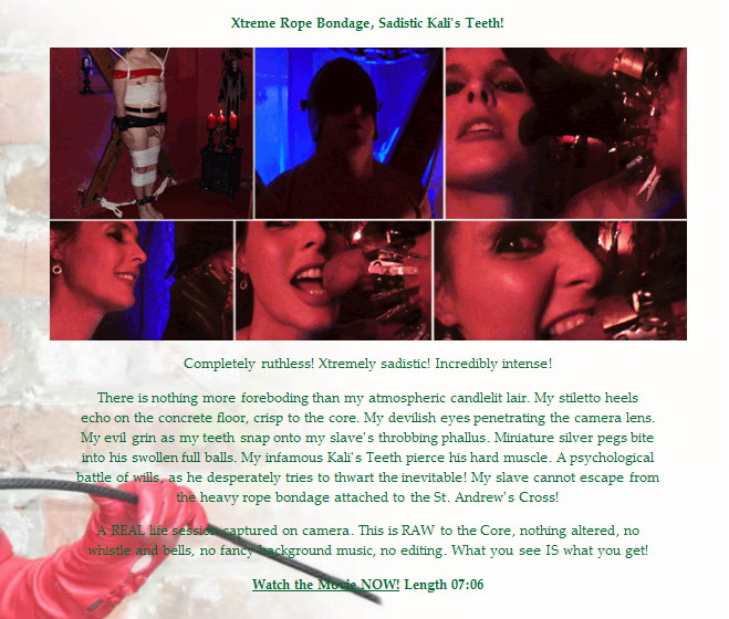 Dominatrix Annabelle: Xtreme Rope Bondage, Sadistic Kali’s Teeth!