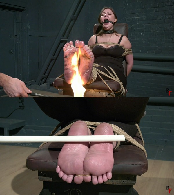 RF studio production:  Bastinado for fatty tied Mischievous girl + interview