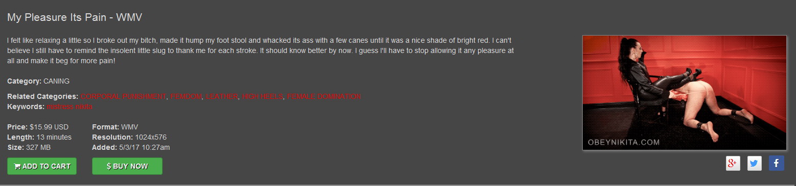 Mistress Nikita/Obeynikita: My Pleasure Its Pain – WMV