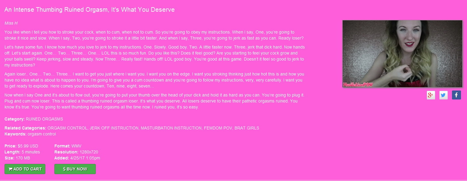 Humiliation POV Miss H: An Intense Thumbing Ruined Orgasm, It’s What You Deserve