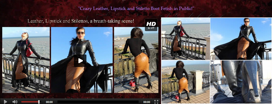 Crazy Leather, Lipstick and Stiletto Boot Fetish in Public!