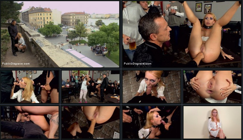 PUBLIC DISGRACE: May 20, 2016 – Steve Holmes , Frank Gun  and Isabella Clark/Busty Blonde Isabella Clark Public Double Penetration – Part 2
