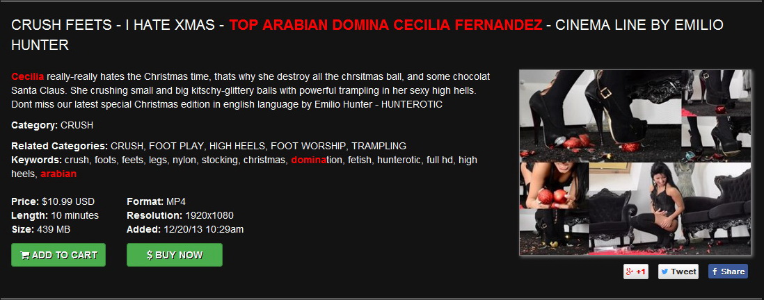Hunt Erotic: Crush Feets – I hate Xmas – Top Arabian Domina Cecilia Fernandez