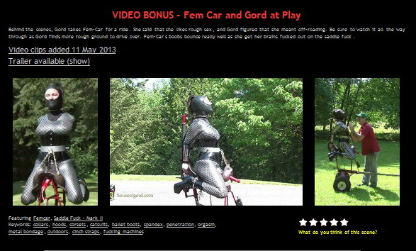 House of Gord: VIDEO BONUS – Fem Car and Gord at Play