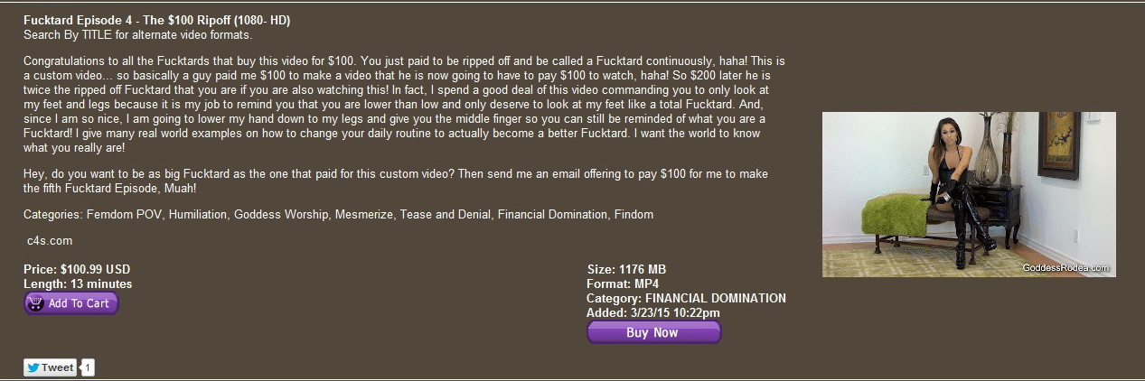 Goddess Rodea Rules You: Fucktard Episode 4 – The $100 Ripoff (1080- HD)