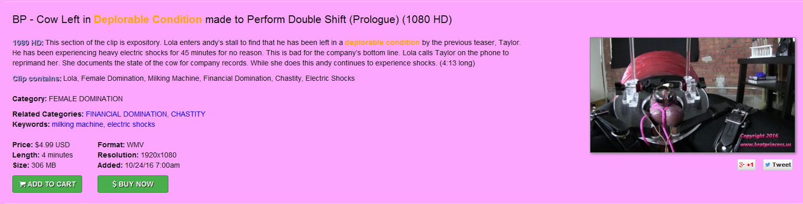 Brat Princess 2: BP – Cow Left in Deplorable Condition made to Perform Double Shift(Prologue) (1080 HD)