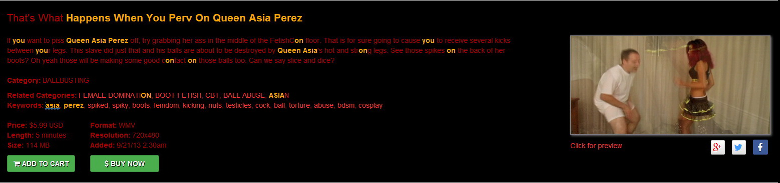 Crudelis Amator Ballbusting Fetish: That’s What Happens When You Perv On Queen Asia Perez