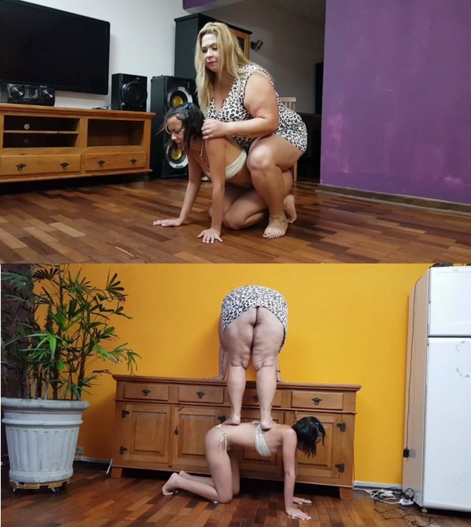 Mf Video Brazil: Pony Play Extrem Fat 130 KG Vs Skinny Slave By Samantha Smith And Nina