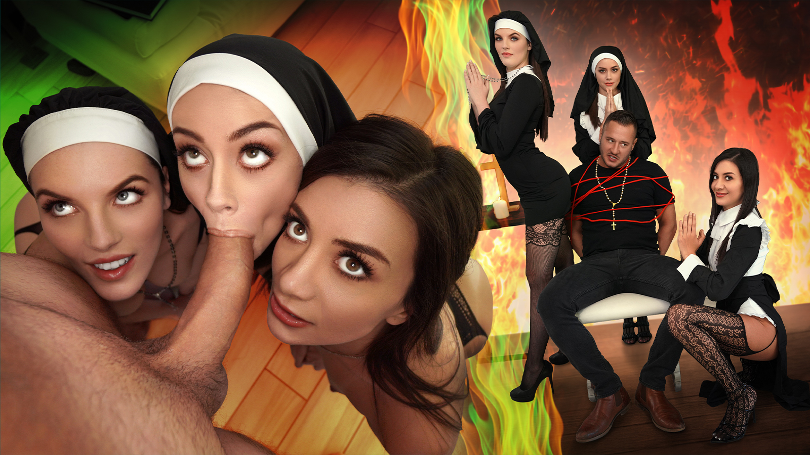 BFFs/TeamSkeet: Natalie Brooks, Selena Love & Fiona Frost – Three Horny Nuns Fuck the Devil Out of Him  (Release date: May 15, 2025) 4K